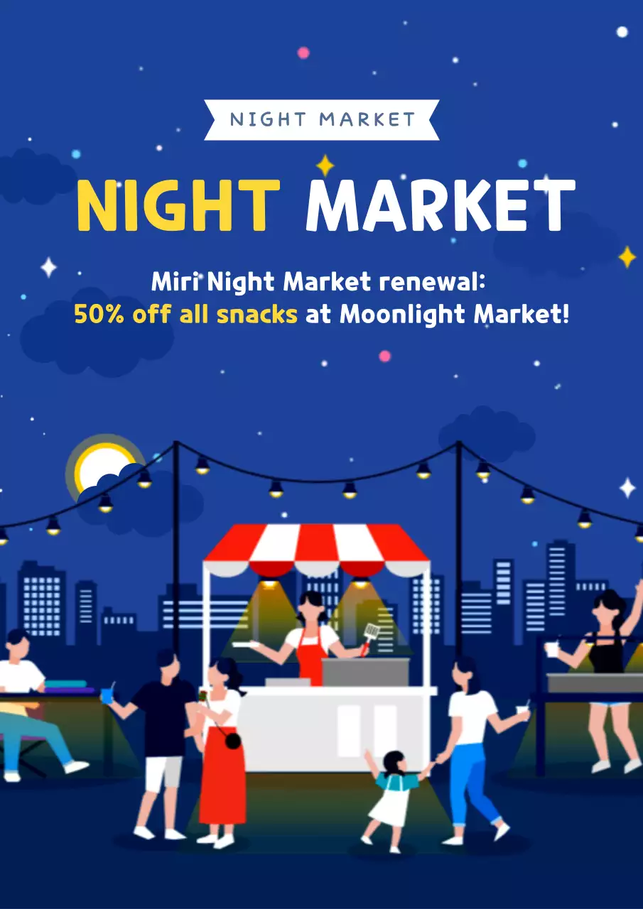 Blue Trendy Market Promotion Poster