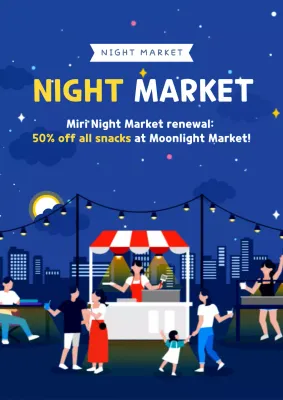 Blue Trendy Market Promotion Poster