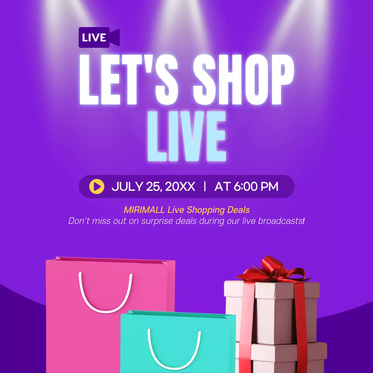 Purple Trendy Shopping Promotion Social Media Post