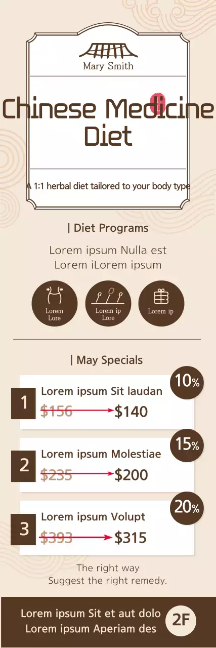 Banner de promoção de dieta tradicional bege
