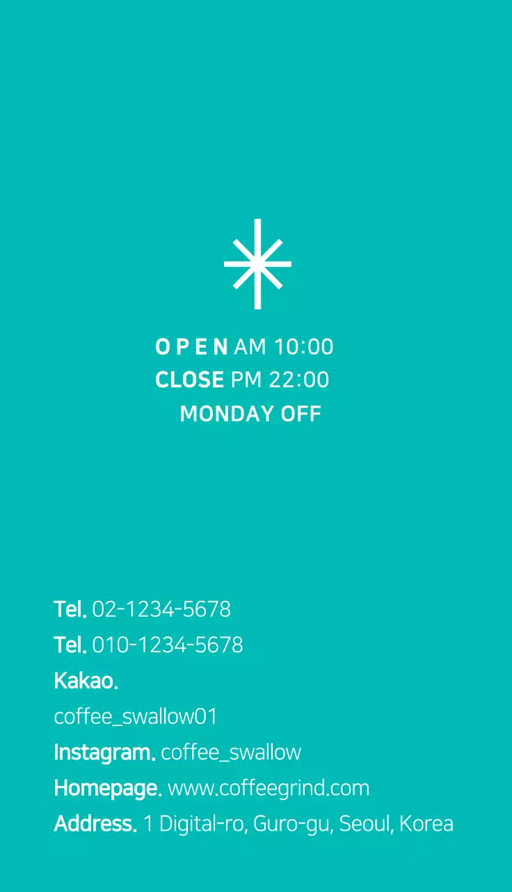 Cartão de visita Teal Minimal Coffee com informações