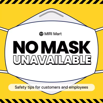 Prohibit masks with yellow and black illustration backgrounds