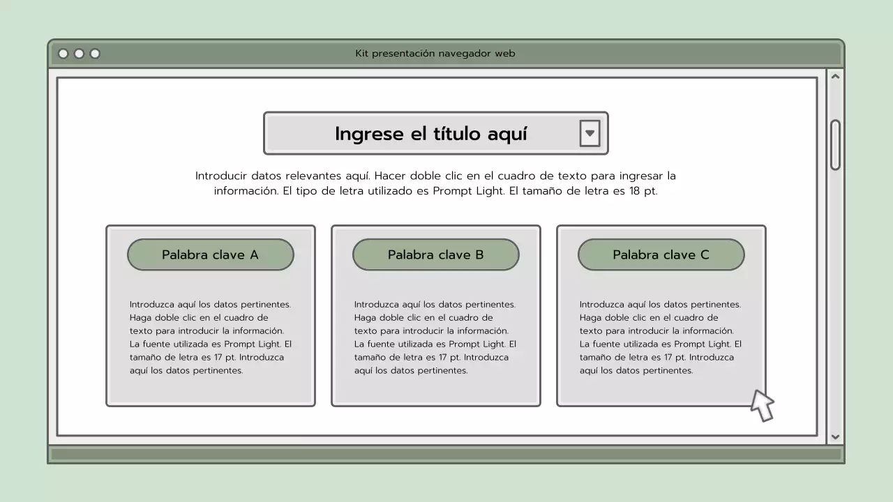 Kit de presentación con un concepto de navegador azul claro