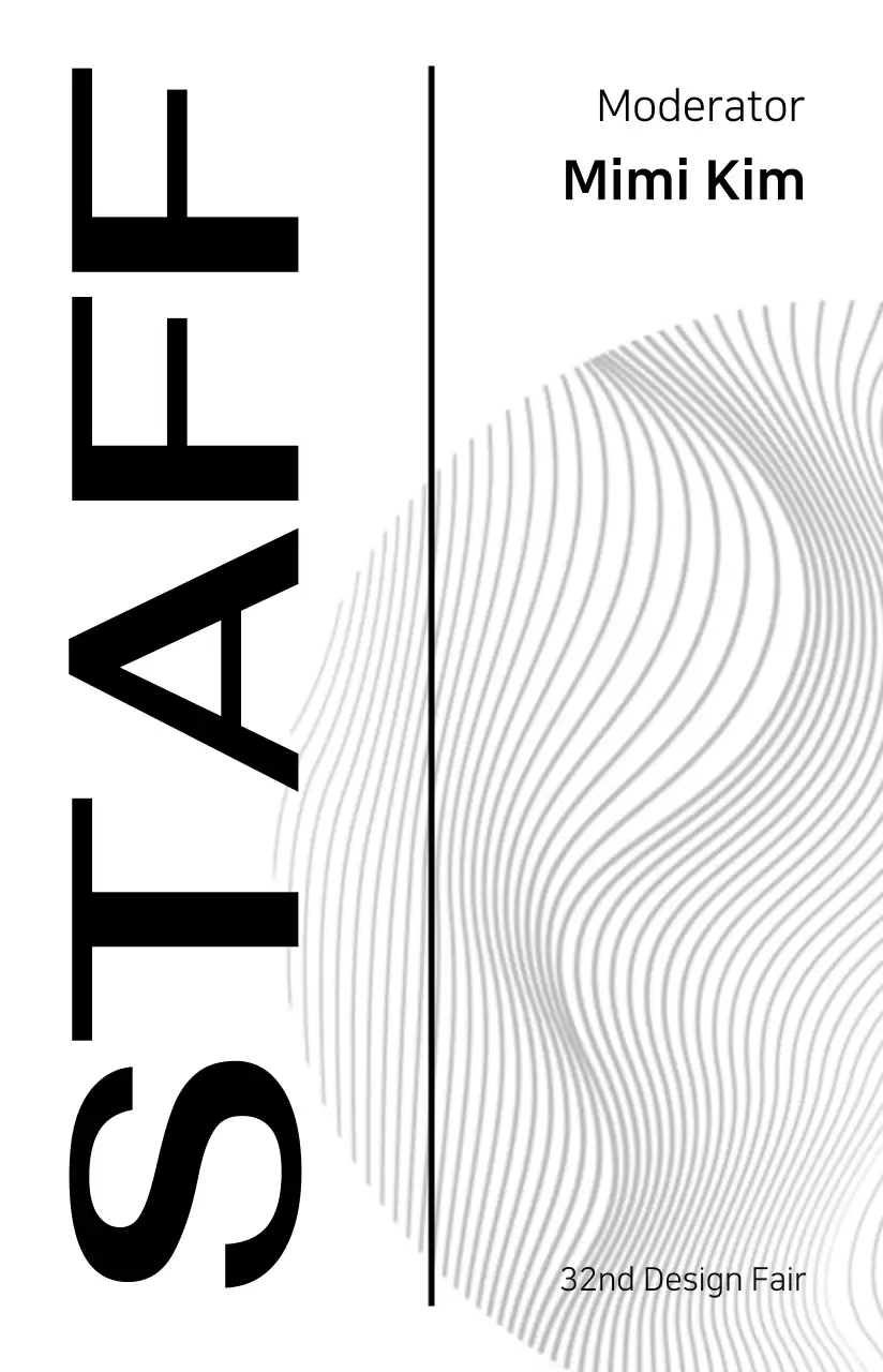 Event attendee with a design concept of lines and shapes