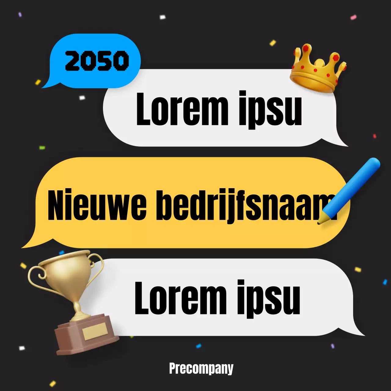 Aankondiging van de resultaten van een interne wedstrijd voor een schattig blauw en geel concept