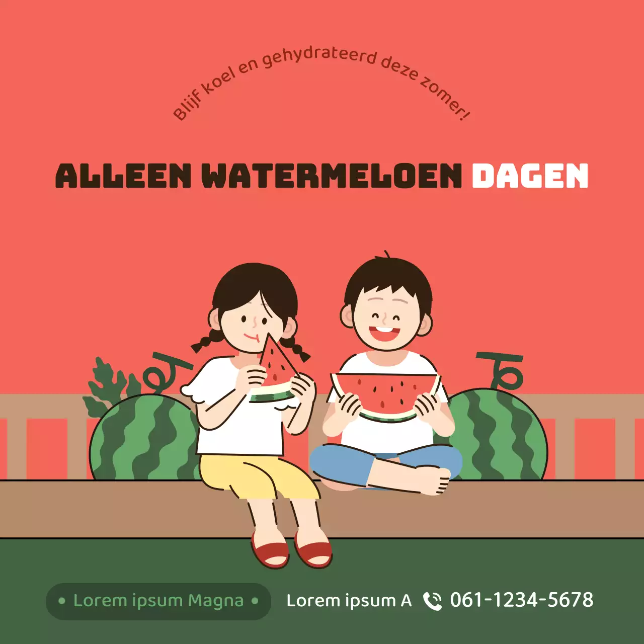 Watermeloen thema met strakke lijn illustratie concept
