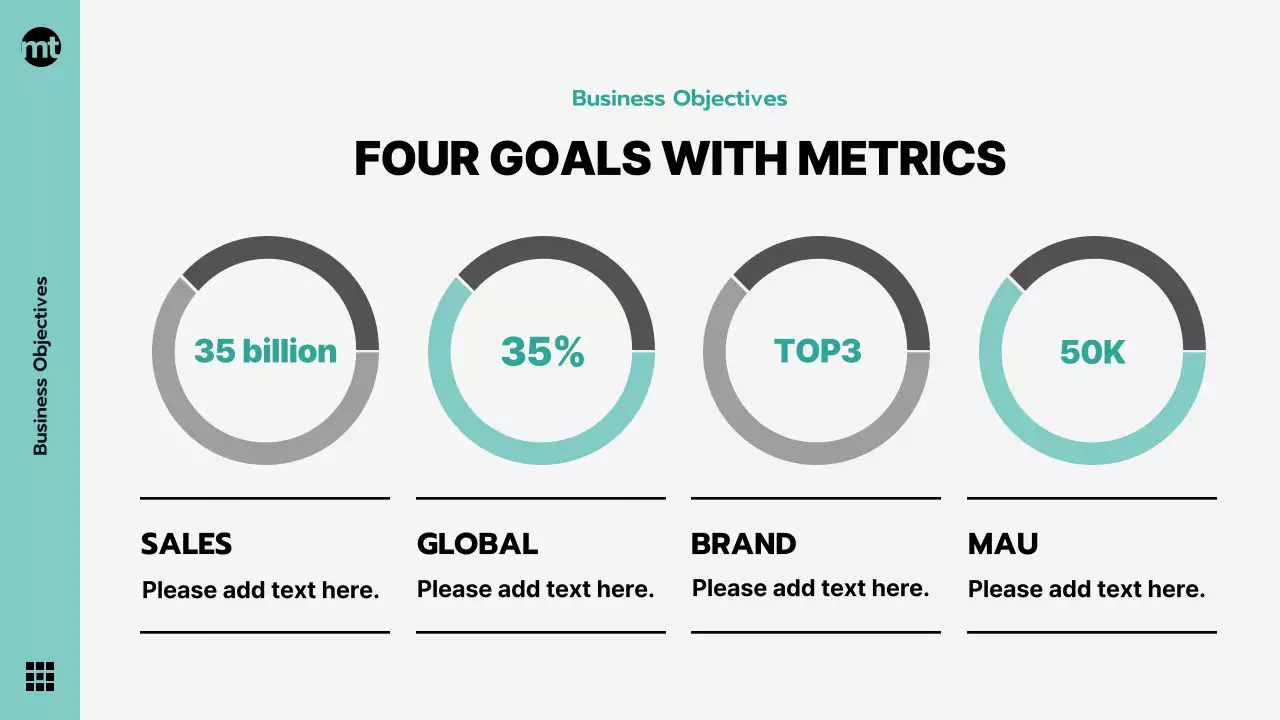 Mint and gray modern corporate collateral, company vision statement, celebration, presentation theme