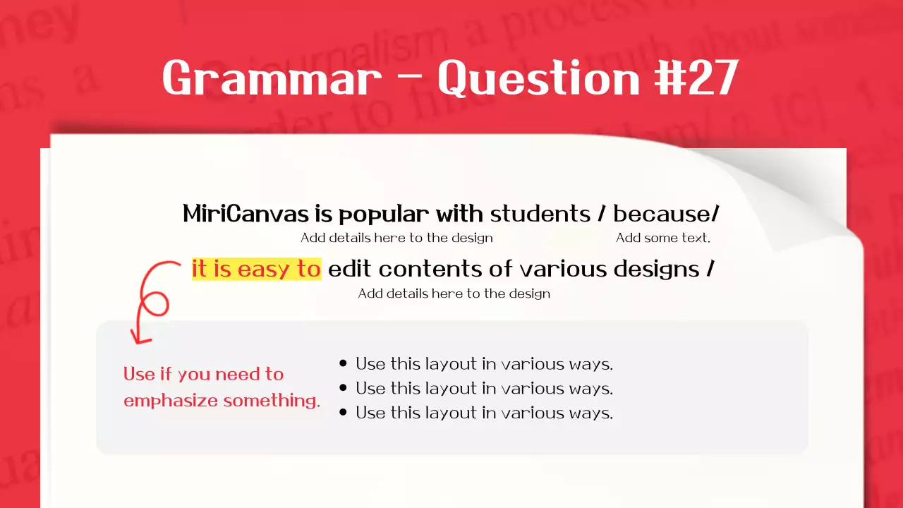 빨간색 포인트의 시험지 심플 모던한 문제풀이
