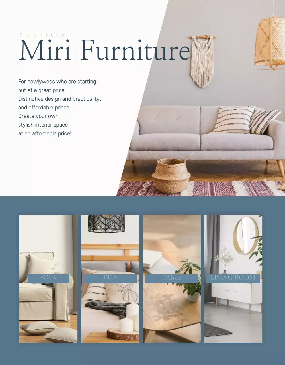 Poster quảng cáo đồ nội thất hiện đại màu be