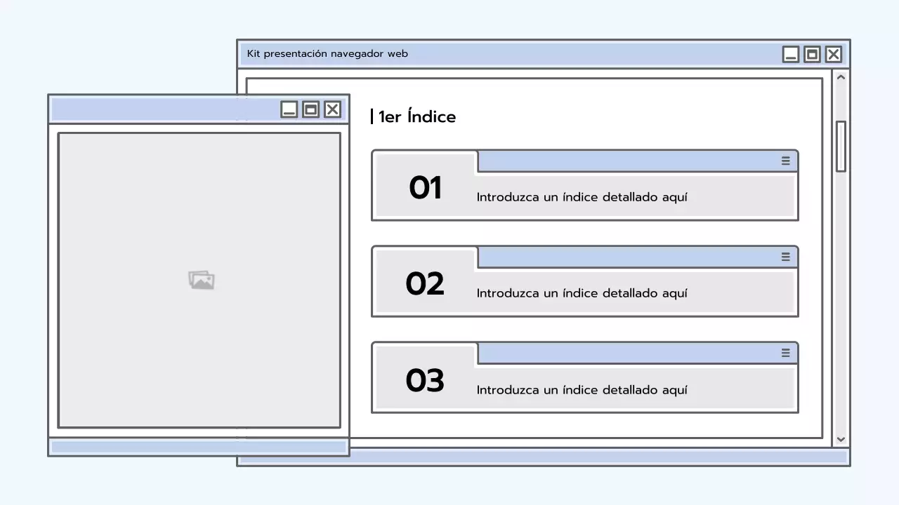 Kit de presentación con un concepto de navegador azul claro