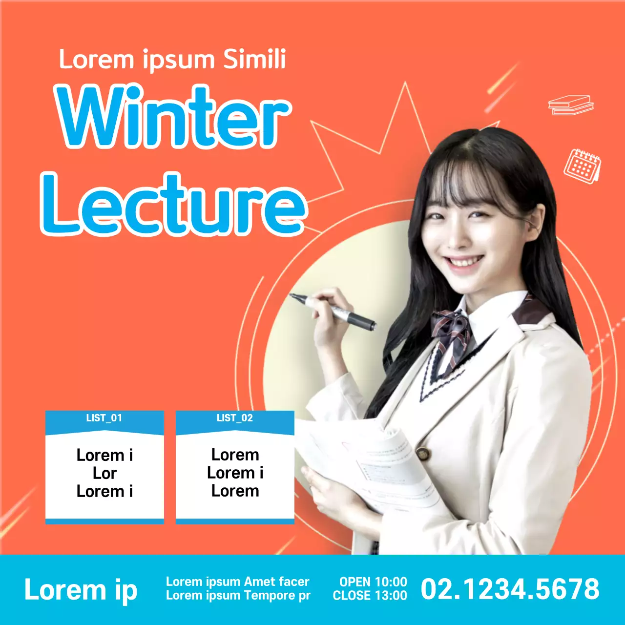 Biểu ngữ mời thuyết trình mùa đông thời trang màu cam