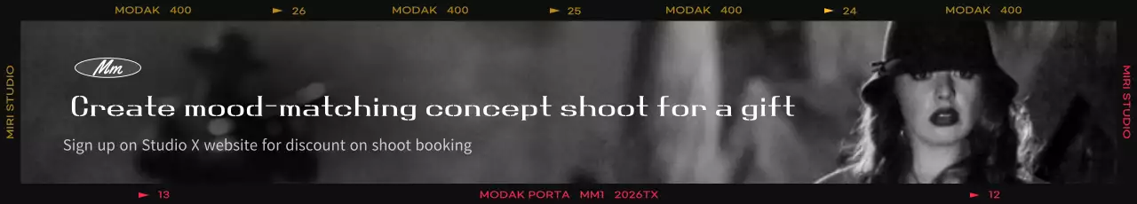 Banner promocional de fotografia vintage preta