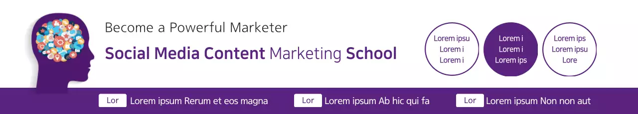 Banner do curso de marketing moderno roxo