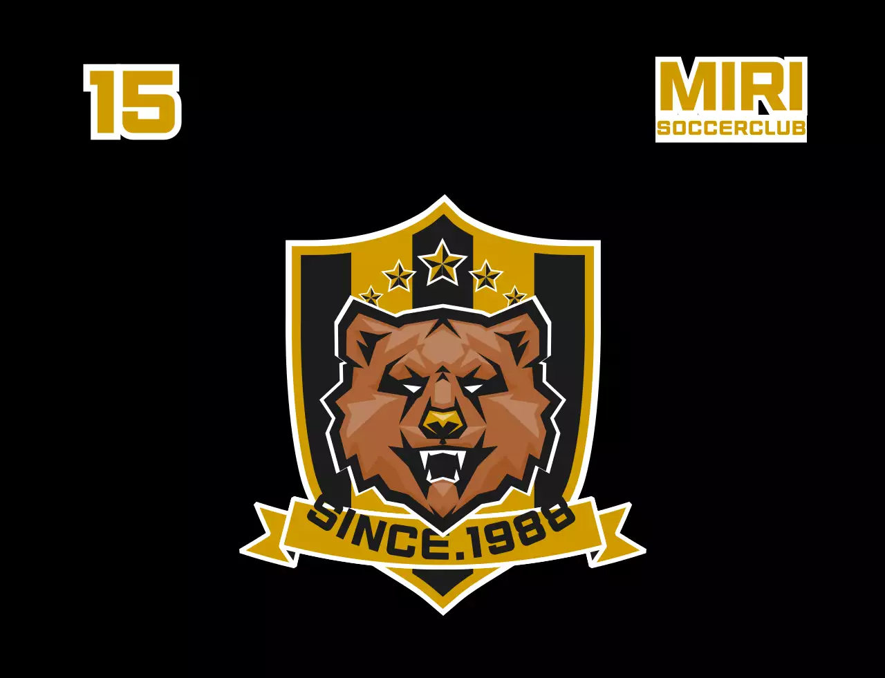 Rompi klub sepak bola bergambar beruang hitam dan emas dengan logo klub sepak bola anggota