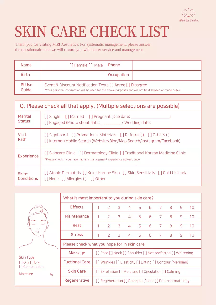Pink Minimal Skincare Checklist