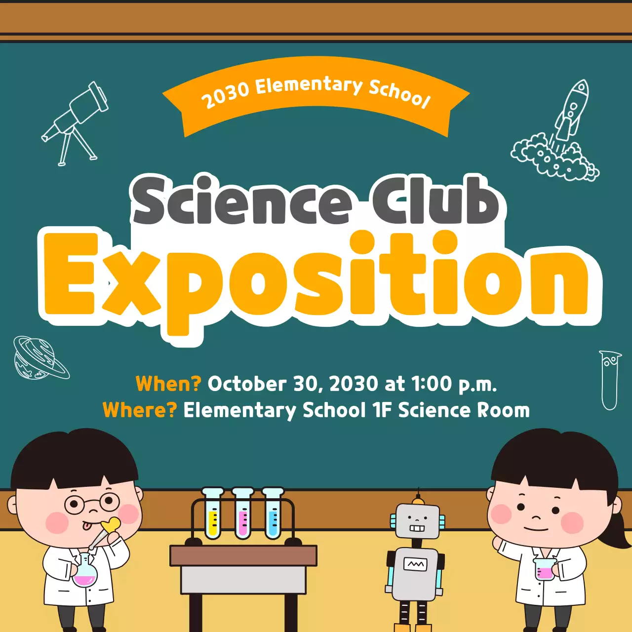 Green Retro Science Event Social Media Post