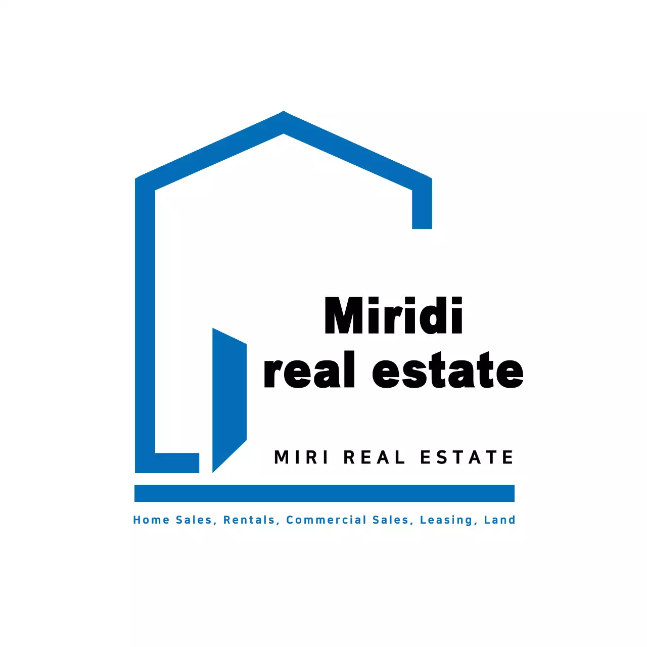 Tatakan gelas logo real estat biru sederhana