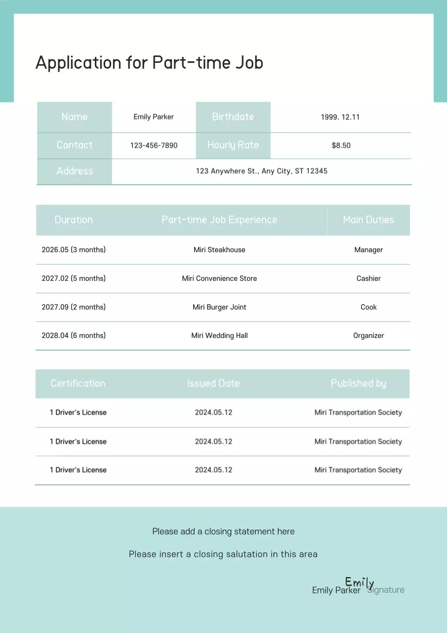 Mint Simple Job Application