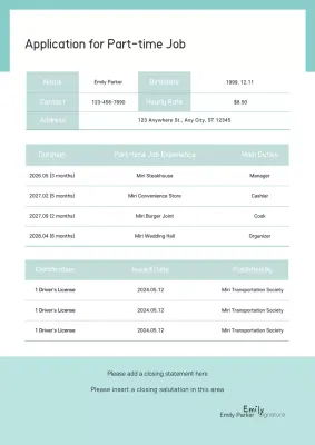 Mint Simple Job Application