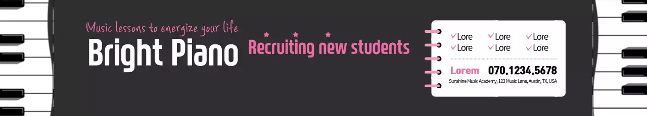 Banner de propaganda de piano elegante preto