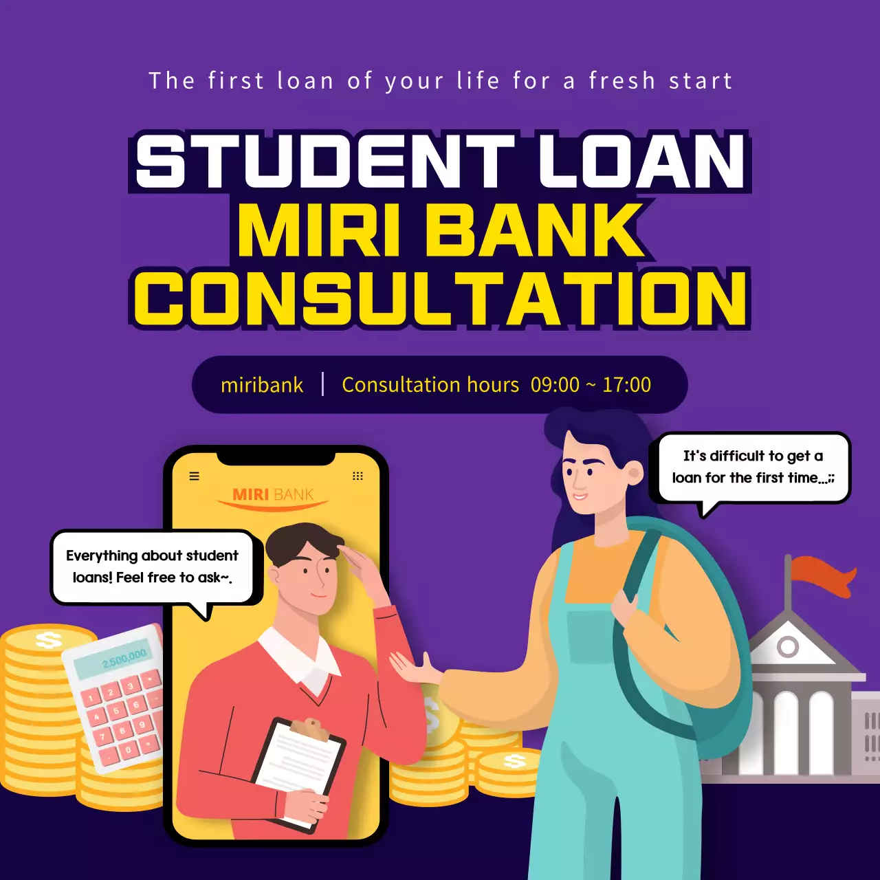 Purple Modern Student Finance Promotion Social Media Post