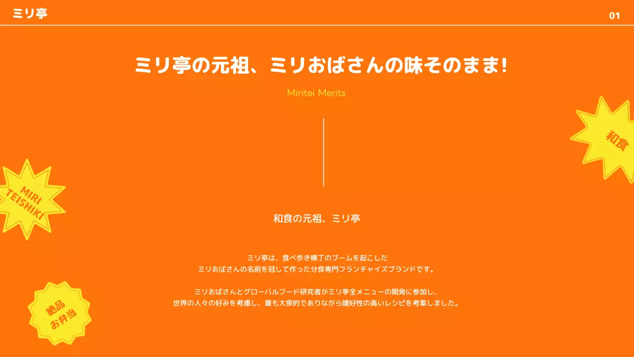 オレンジ 明るい レストラン 資料 プレゼンテーション