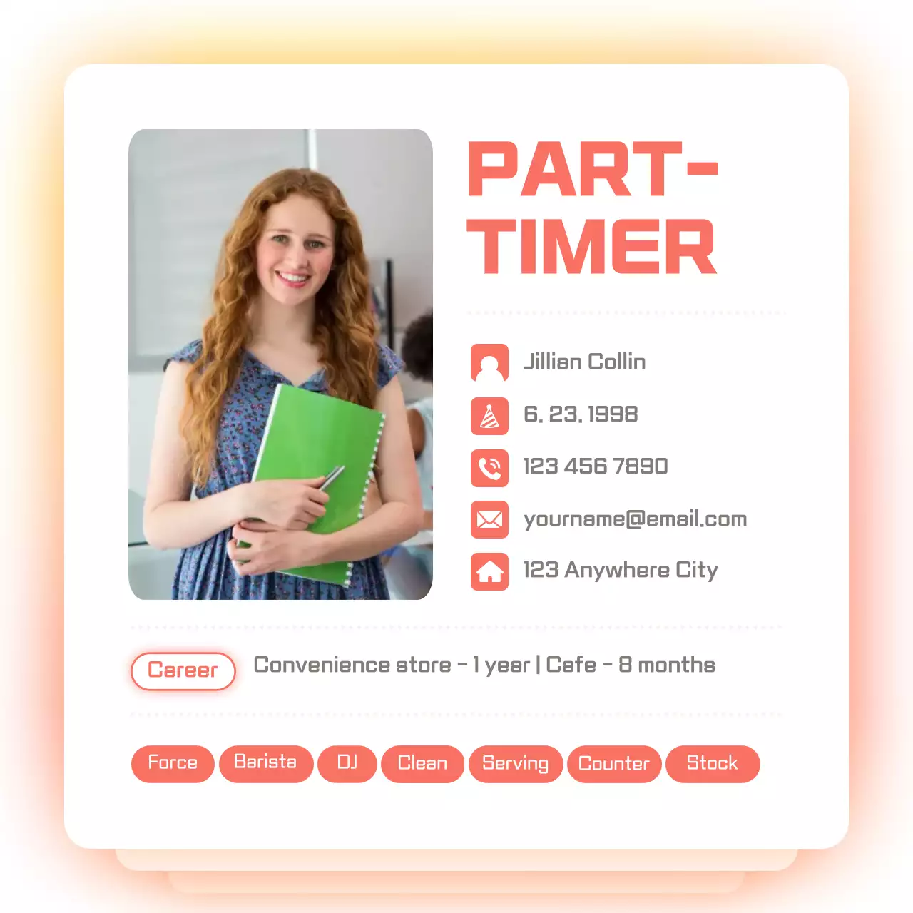 Coral Clean Part-Timer Resume Social Media Post