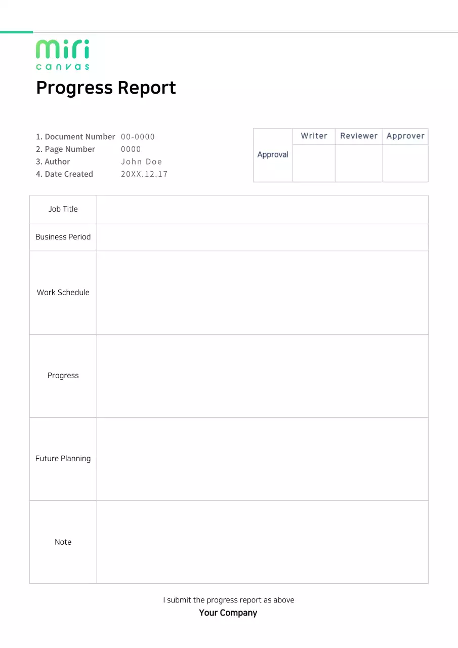 White Minimal Progress Report Document