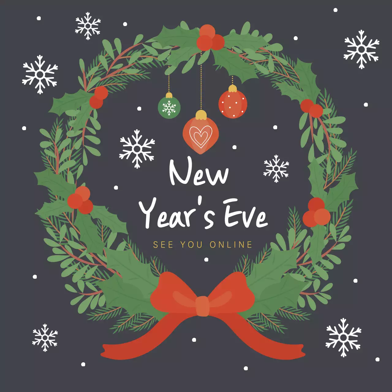 Grey Traditional New Year's Announcement Social Media Post