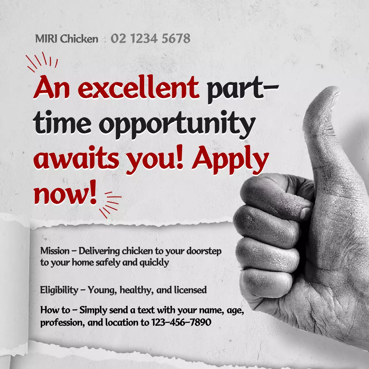 Red Bold Job Posting Advertisement Instagram Post