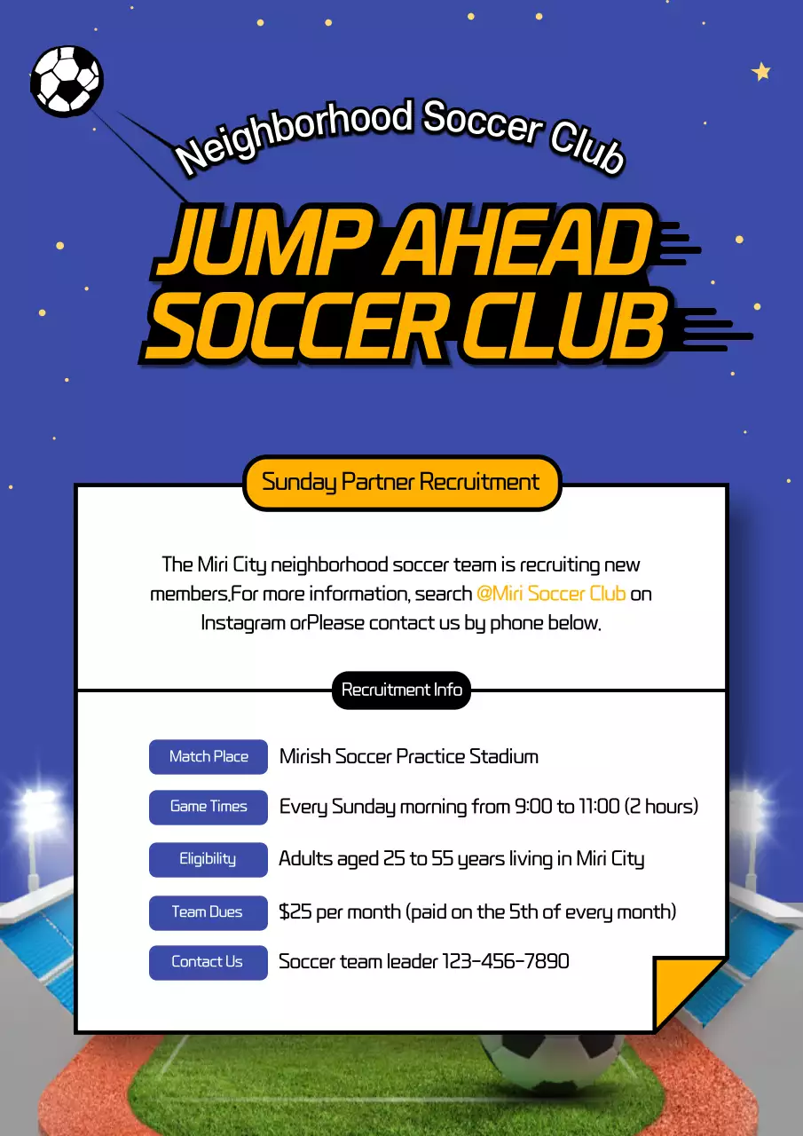 Blue Trendy Soccer Recruitment Poster