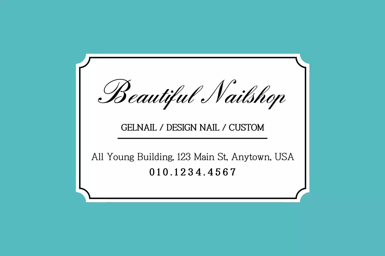 Banner de cartão de visita de unha simples azul-petróleo