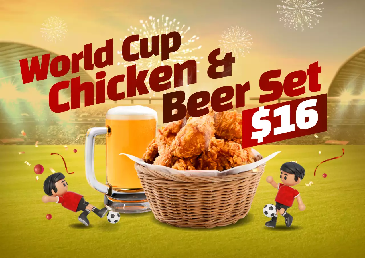 World Cup Chimacet theme with yellow-red colorful background and 3D illustration concept