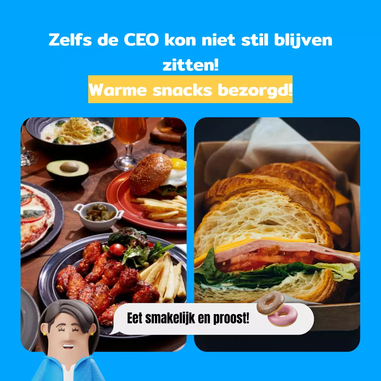 Aankondiging van de resultaten van een interne wedstrijd voor een schattig blauw en geel concept