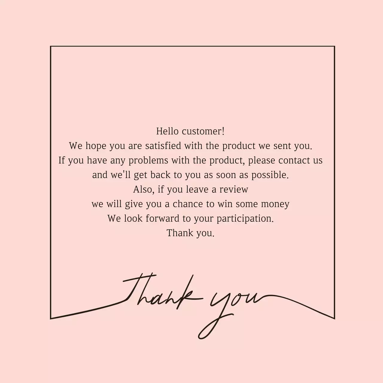 Konsep bingkai tulisan tangan yang sederhana dan emosional, terima kasih atas pesan yang disampaikan