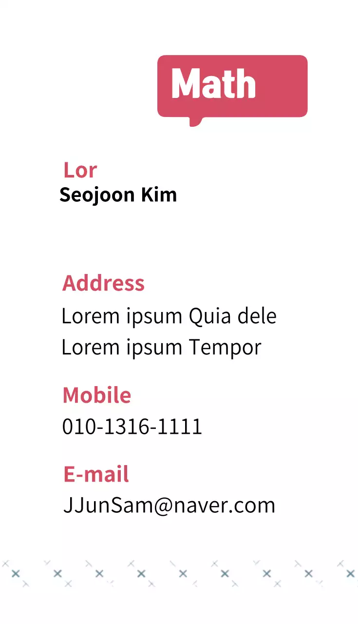 Cartão de visita vermelho simples guia de matemática