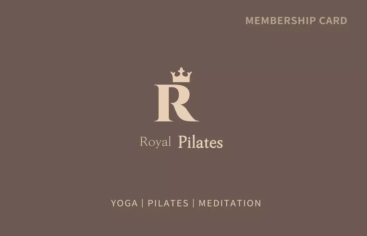 Thẻ thành viên Pilates kiểu logo đơn giản màu nâu và vàng nhạt 