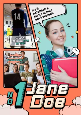 Orange Comic School Announcement Poster