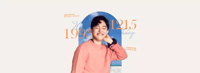 Sentimental concept in orange and light blue for celebrity birthday merchandise