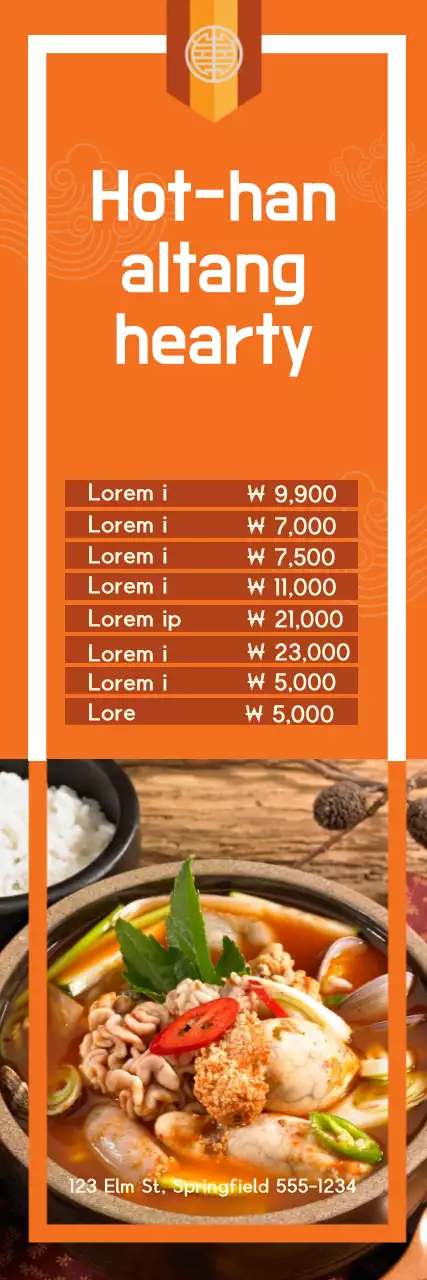 Banner do menu de sopa tradicional de laranja