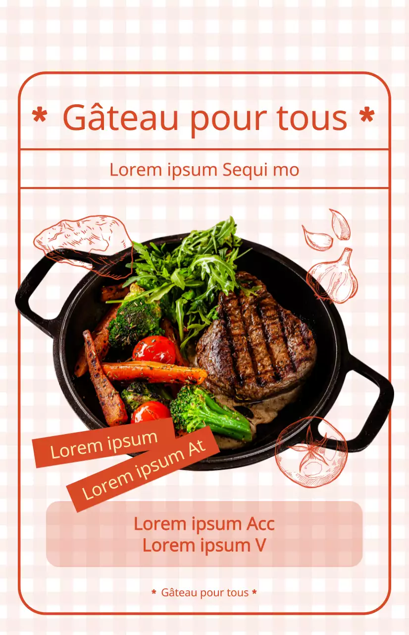 Drapeau de promotion de menu de formulaire avec un joli fond rouge à carreaux