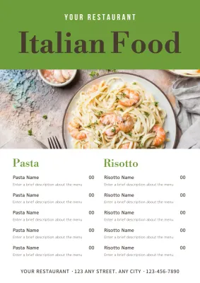 Green Modern Food Menu Poster