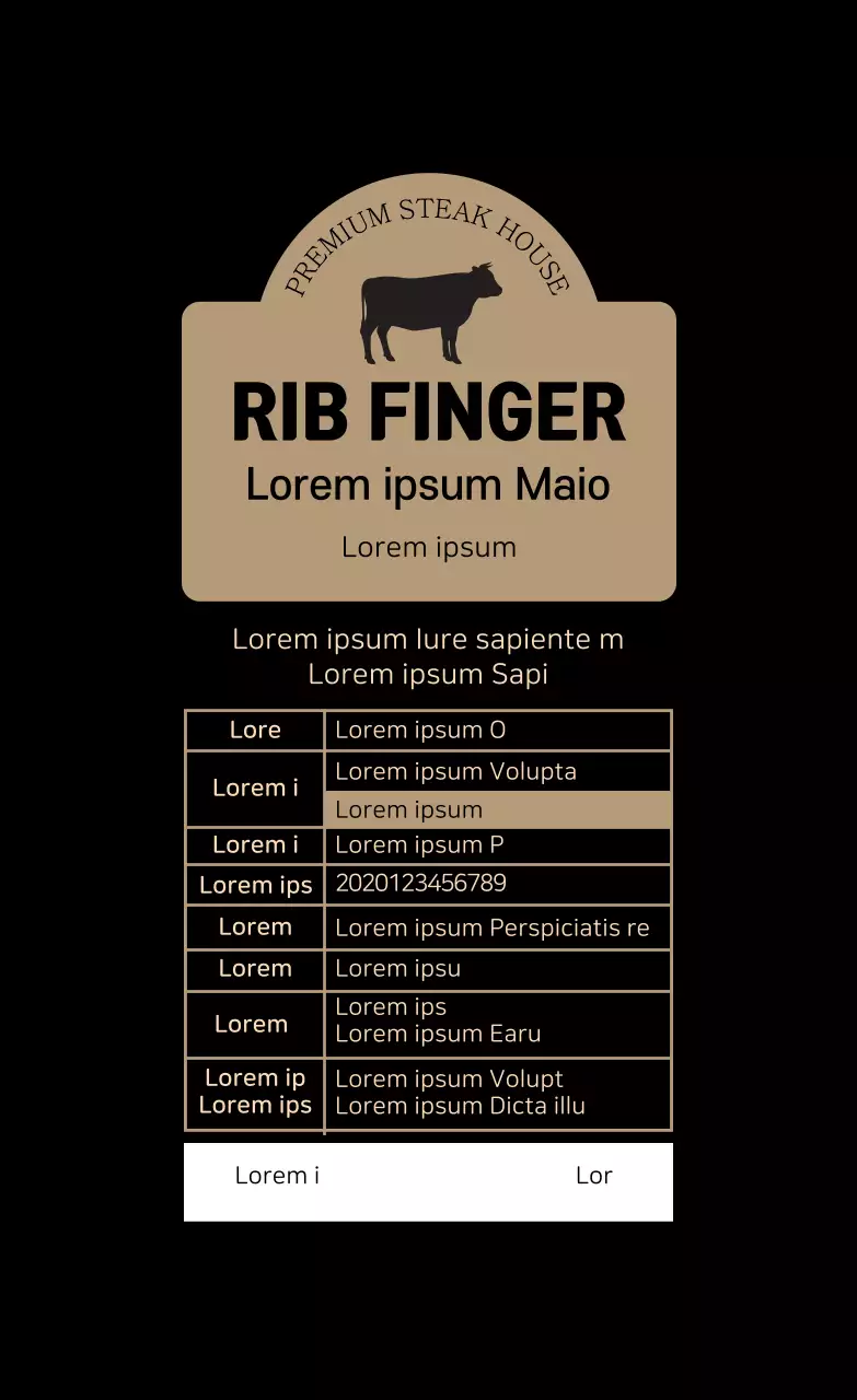 Label makanan daging sapi Korea bergambar krem