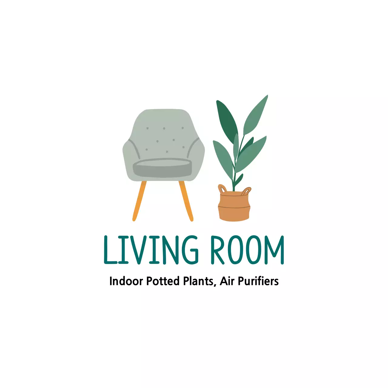 Gray illustration clean interior label