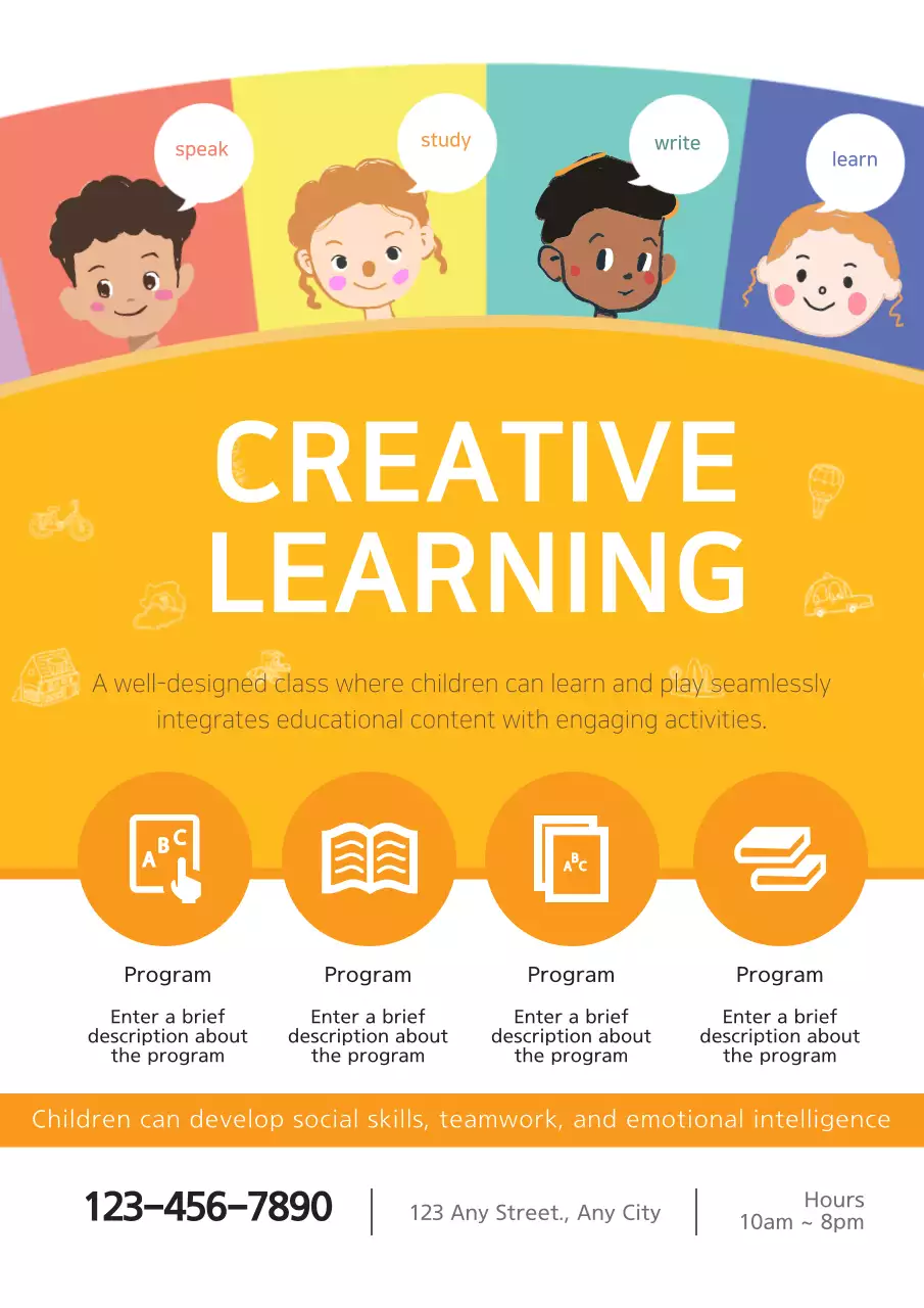 Orange Modern Education Promotion Poster