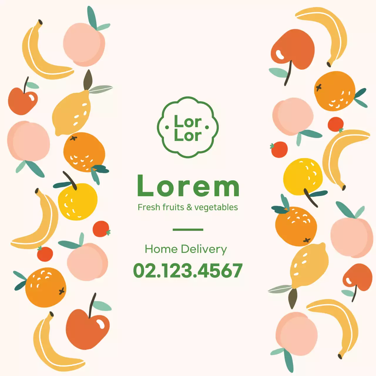 Ilustrasi hijau penjual sayur buah yang lucu