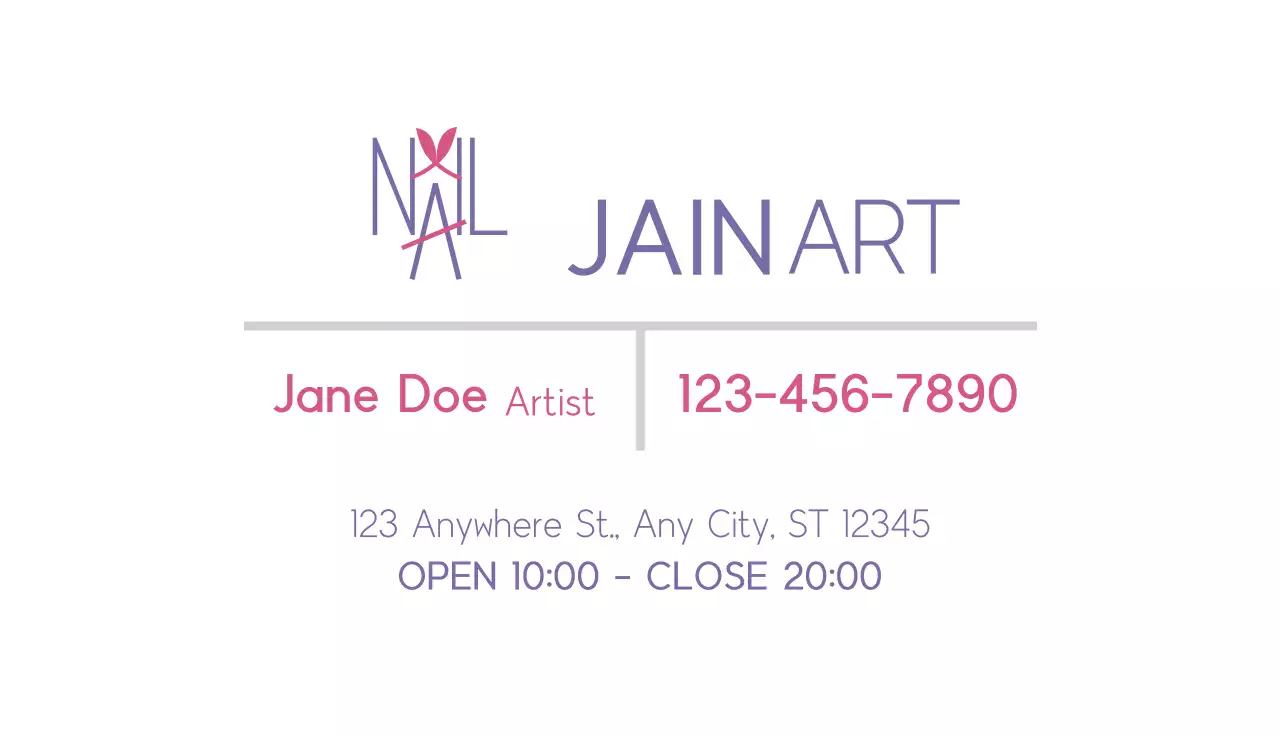 Purple Elegant Nail Business Card