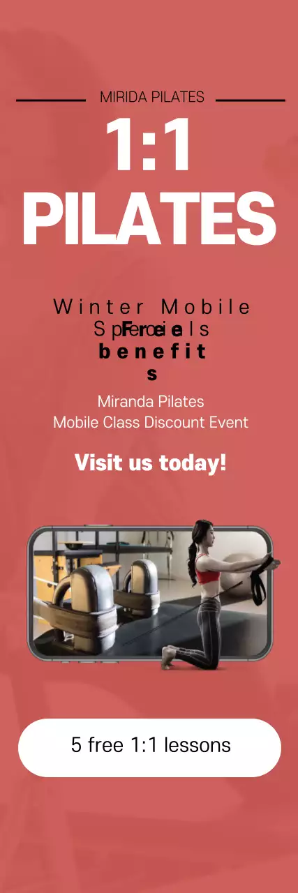 Banner promocional vermelho moderno Pilates