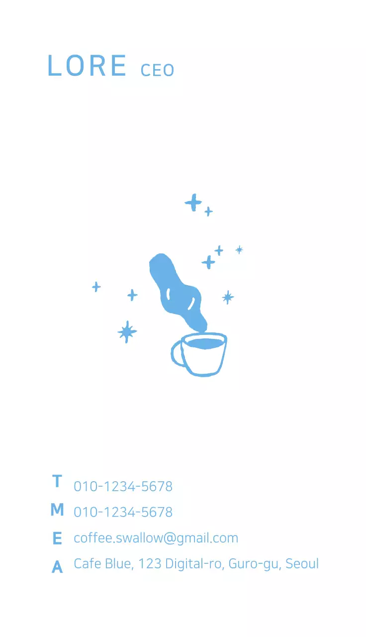 Danh thiếp cà phê tối giản màu xanh