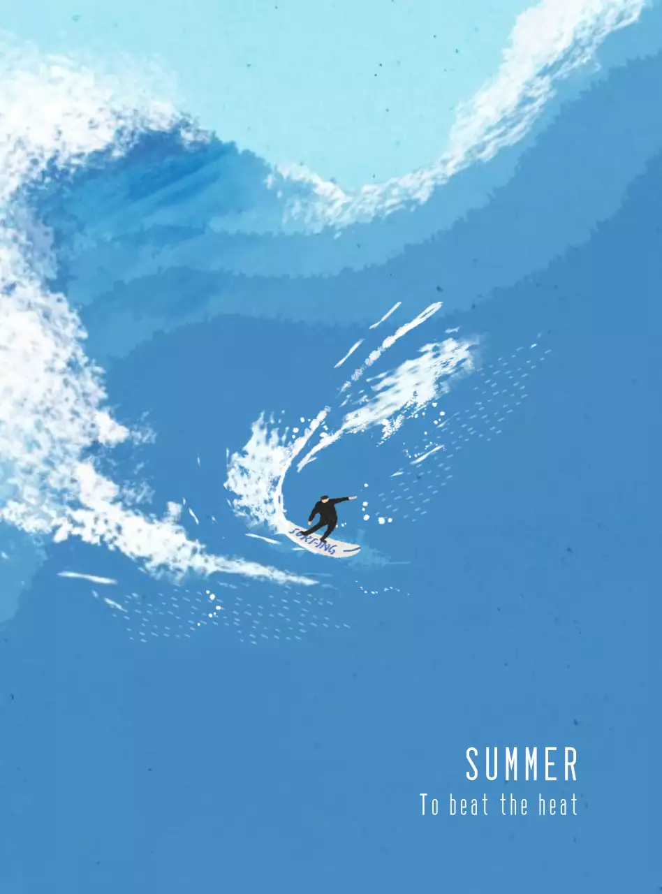 Cute surf illustration personalized merchandise in cool, crisp tones.